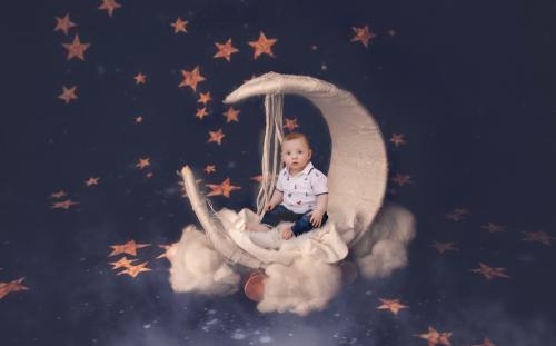Studio toddler session on the moon